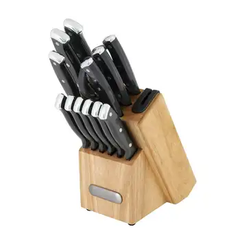 Набор ножевых блоков Edgekeeper с тройными заклепками и ВСТРОЕННОЙ точилкой из 14 предметов черного цвета Для кухонных ножей с держателем для хранения