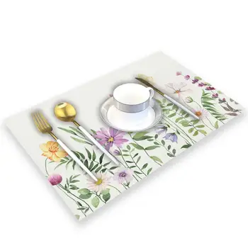 Коврики для стола 2 шт. Красивые водонепроницаемые долговечные коврики для стола с цветочным растительным рисунком Кухонные принадлежности