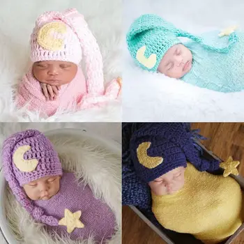 Одежда для фотосъемки новорожденных, детская фотосъемка, реквизит для одежды в форме луны, шляпы и одеяла, комплект одеял для фотосъемки новорожденных