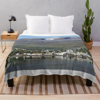 Акурейри, Исландия, Панорамное покрывало, Односпальное одеяло, Декоративные покрывала для кровати