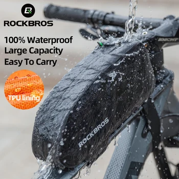 Официальная сумка для велоспорта ROCKBROS с верхней передней трубкой, водонепроницаемая сумка на раму, большая вместимость, MTB Чехол для велосипеда, аксессуары для велосипеда