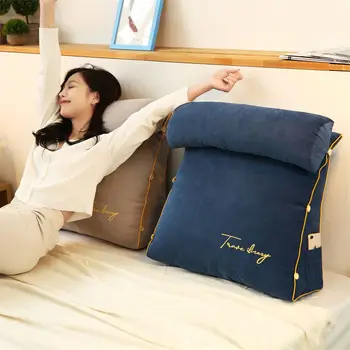 Треугольная подушка для чтения, Поясная подушка для дивана, подушка для спинки на танкетке с вышивкой, Мягкая спинка для кровати, подушка для домашнего шезлонга