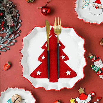 набор столовых приборов Christmas Black Ambience в виде Рождественской елки, 4шт, Набор ножей и вилок с пентаграммой, Креативная Голова лося, серый