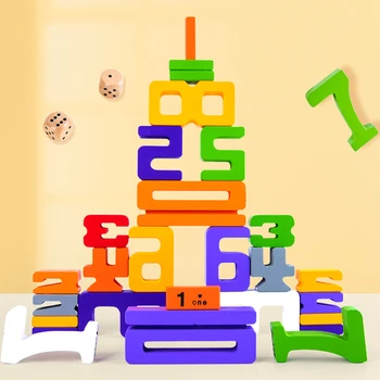 ocks Монтессори Красочные цифровые деревянные игрушки 28шт Строительные блоки с наборами чисел Математические игры Дошкольные развивающие игрушки