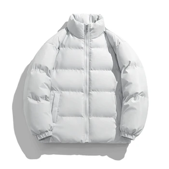 Зимние мужские парки и пальто 2023 года, Новая толстая теплая куртка, Корейская однотонная пара, Свободные Повседневные хлопчатобумажные куртки, пальто, мужские