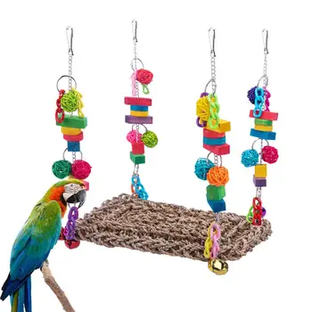 Привлекательные игрушки-птички для маленьких птичек, красочные игрушки для жевания птиц, настенные качели, принадлежности для птиц, которые развеивают скуку, поощряют
