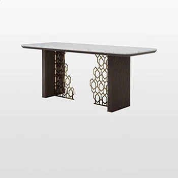 Обеденный стол из светлого роскошного мрамора в итальянском стиле, яркая прямоугольная итальянская импортная каменная плита высокого качества в том же стиле