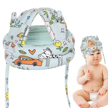Защитная шапочка для головы ребенка, хлопковая милая защитная шапочка для головы ребенка, регулируемая, моющаяся, с наполнителем из губки, защитная шапочка для бега, ходьбы