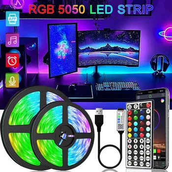 RGB Светодиодные ленты с подсветкой 5V USB Гибкая ленточная диодная светодиодная лента 5050 Неоновая подсветка телевизора Luces Led Bluetooth Украшение игровой комнаты