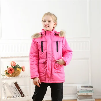 Пуховик для девочек, куртка, хлопковая верхняя одежда, ветровка, 2023 Меха, теплая утепленная зимняя лыжная одежда, спортивная школьная детская одежда