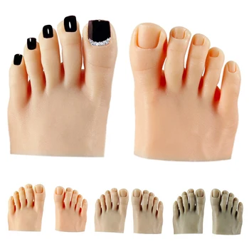 1ШТ Манекен для тренировки ногтей на ногах с накладными пальцами для тренировки педикюра Дисплей для ногтей Силиконовая модель для тренировки ногтей на ногах Поддельная модель