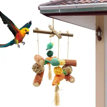 Игрушка для попугаев, большие игрушки для попугаев, Измельчитель корма для попугаев, натуральные разноцветные деревянные кубики для африканских серых попугаев, Маленькие