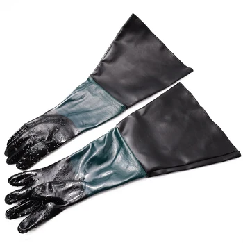 Перчатки Для пескоструйной обработки, 1 пара, 60*30 см, Аксессуары, Зеленая строчка, Черный ПВХ + Хлопчатобумажная строчка, абсолютно новый